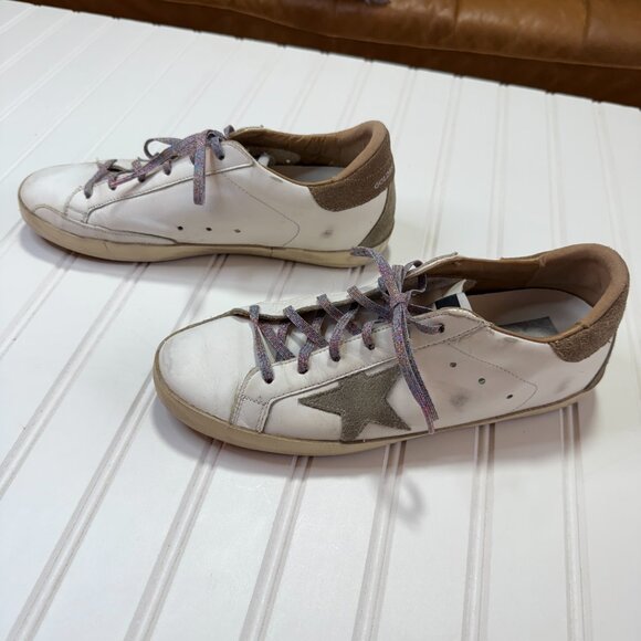 Golden Goose Super-Star Sneaker White with beigebrown heel size 40 / 10 - Picture 5 of 8